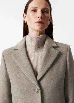 Manteau à Boutonnage Simple En Laine