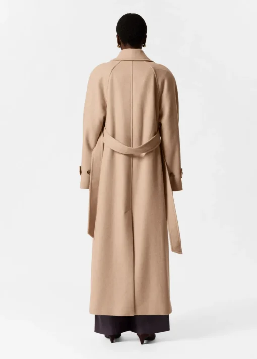 Manteau Ceinturé En Laine Mélangée