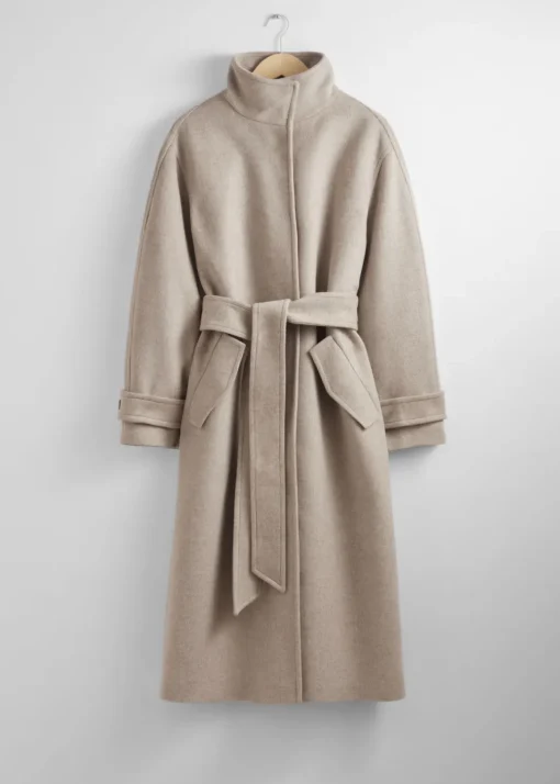 Manteau Décontracté En Laine Avec Ceinture