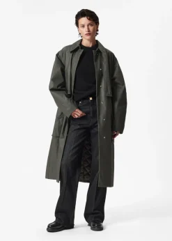 Manteau En Coton à Poches Plaquées