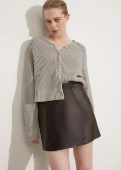 Mini-jupe à Taille Haute En Cuir