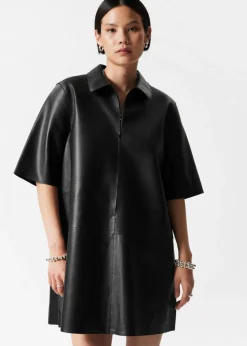 Mini-robe En Cuir Zippée