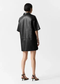 Mini-robe En Cuir Zippée