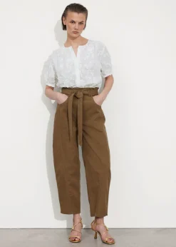 Pantalon à Taille Haute Froncée