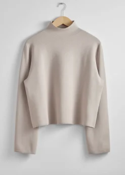 Pull En Maille Droit à Col Montant