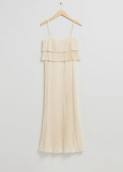 Robe Longue Plissée à Bretelles