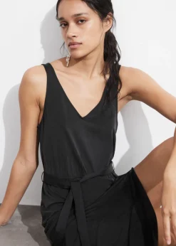 Robe Midi à Col En V En Cupro