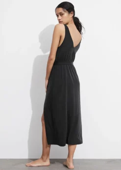 Robe Midi à Col En V En Cupro