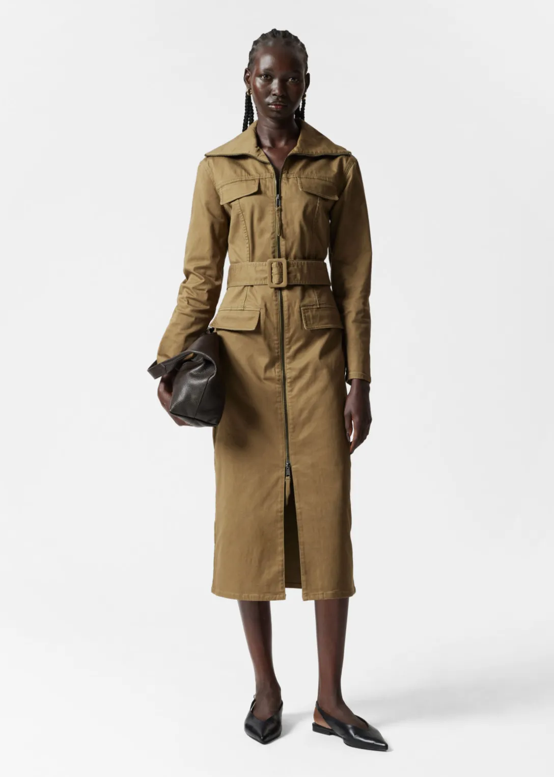 Robe Midi Ceinturée De Style Utilitaire