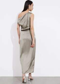 Robe Midi Drapée En Satin