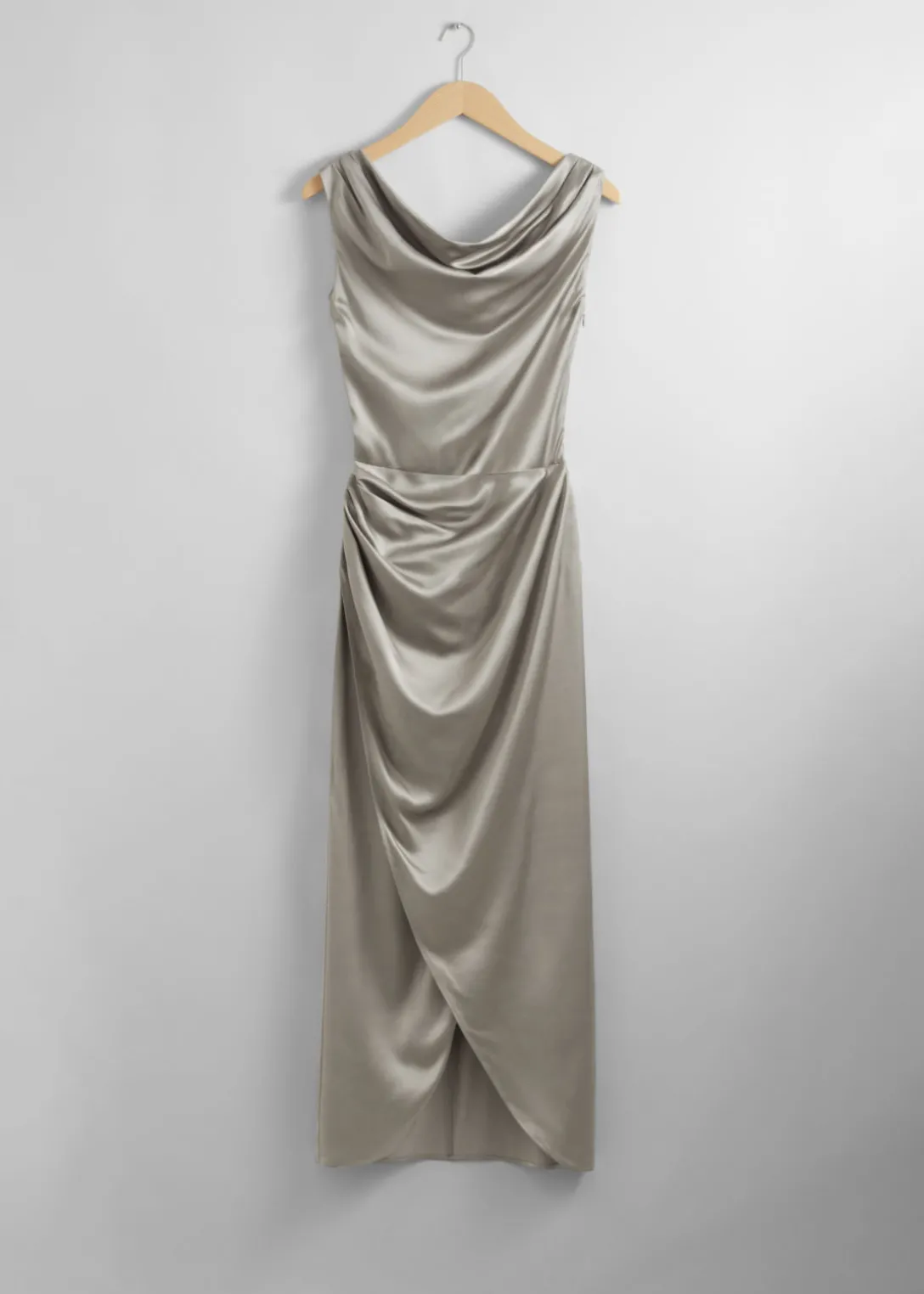 Robe Midi Drapée En Satin