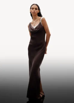 Robe Midi Drapée En Soie