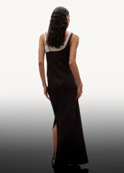 Robe Midi Drapée En Soie