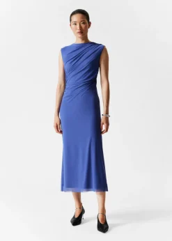 Robe Midi Drapée Sans Manches