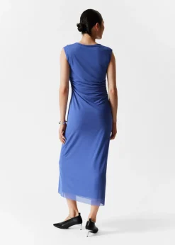 Robe Midi Drapée Sans Manches