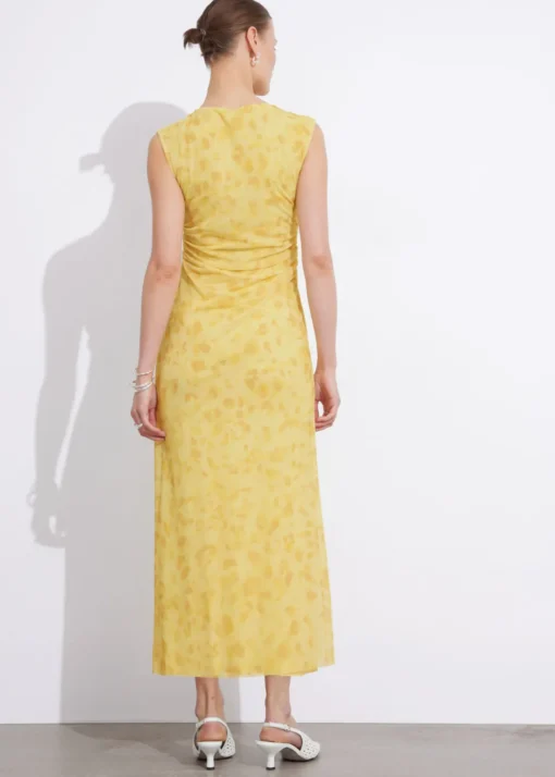 Robe Midi Drapée Sans Manches