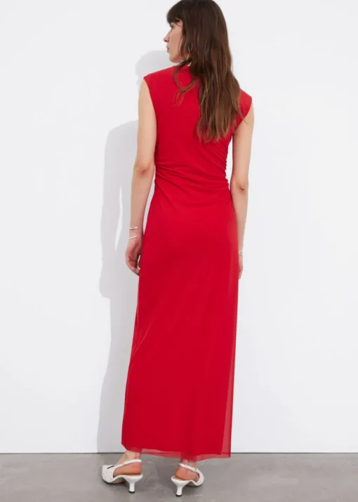 Robe Midi Drapée Sans Manches