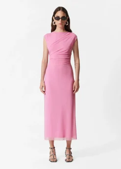 Robe Midi Drapée Sans Manches