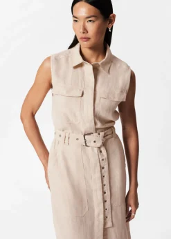 Robe Midi En Lin De Style Utilitaire