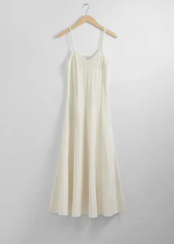 Robe Midi Plissée à Bretelles