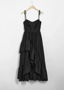 Robe Midi Volantée à Bretelles