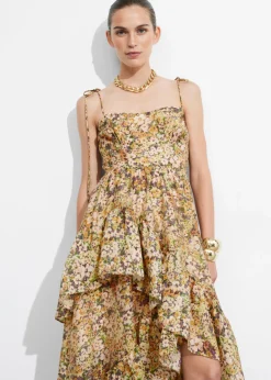 Robe Midi Volantée à Bretelles