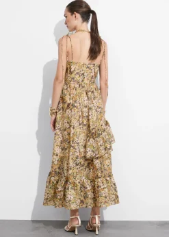 Robe Midi Volantée à Bretelles