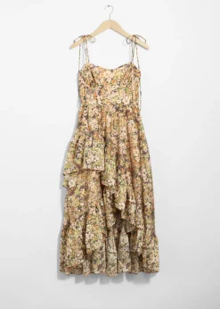 Robe Midi Volantée à Bretelles