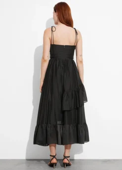 Robe Midi Volantée à Bretelles