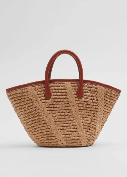 Sac Fourre-tout En Paille à Bordures En Cuir