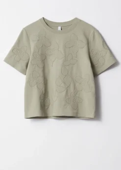 T-shirt à Motifs Floraux Appliqués