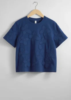 T-shirt à Motifs Floraux Appliqués
