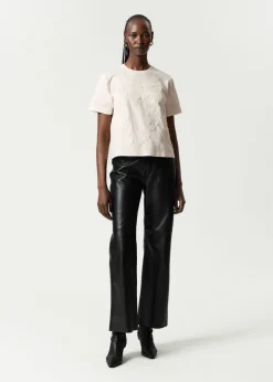 T-shirt à Motifs Floraux Appliqués