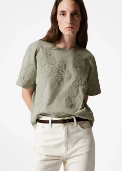 T-shirt à Motifs Floraux Appliqués