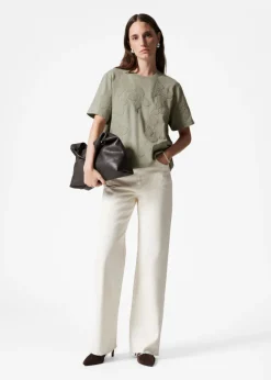 T-shirt à Motifs Floraux Appliqués