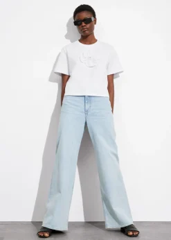 T-shirt à Motifs Floraux Appliqués