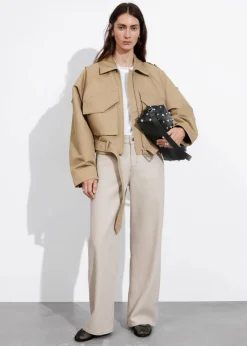 Veste Ceinturée à Poches Plaquées